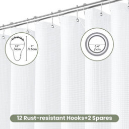 INHOUSOLU HOME DÉCOR Inhousolu Home Decor Luxury Fabric Shower Curtain Heavy Duty Waffle Weave 230 Gsm Water Repellent Machine Washable - thumbnail 5