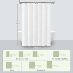 INHOUSOLU HOME DÉCOR Inhousolu Home Decor Luxury Fabric Shower Curtain Heavy Duty Waffle Weave 230 Gsm Water Repellent Machine Washable - thumbnail 2