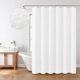INHOUSOLU HOME DÉCOR Inhousolu Home Decor Luxury Fabric Shower Curtain Heavy Duty Waffle Weave 230 Gsm Water Repellent Machine Washable - thumbnail 1