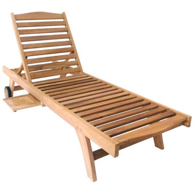 Charles Bentley Solid Wooden Teak Garden Patio Reclining Sun Lounger Sun Lounger - image 1