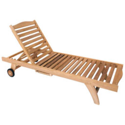 Charles Bentley Solid Wooden Teak Garden Patio Reclining Sun Lounger Sun Lounger - thumbnail 2