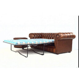 Chesterfield 3 Seater Sofabed Antique Tan Real Leather In Classic Style - thumbnail 4