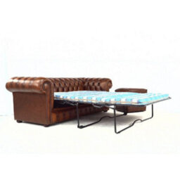 Chesterfield 3 Seater Sofabed Antique Tan Real Leather In Classic Style - thumbnail 5