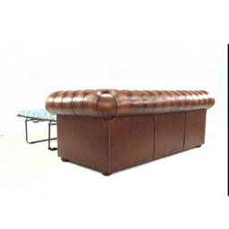 Chesterfield 3 Seater Sofabed Antique Tan Real Leather In Classic Style - thumbnail 7