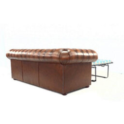 Chesterfield 3 Seater Sofabed Antique Tan Real Leather In Classic Style - thumbnail 8