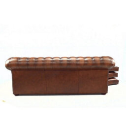 Chesterfield 3 Seater Sofabed Antique Tan Real Leather In Classic Style - thumbnail 9