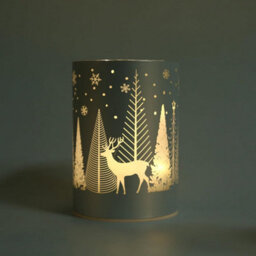 Shatchi 17Cm Christmas Decorated Vase Led Silver Glass Vase / Forest - thumbnail 4