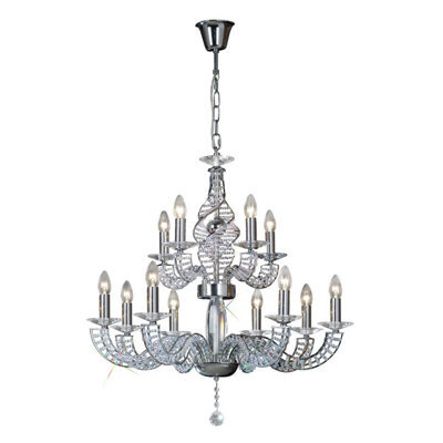 Luminosa Lighting Luminosa Santo Pendant 2 Tier 12 Light E14 Polished Chrome/crystal - image 1