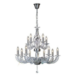 Luminosa Lighting Luminosa Santo Pendant 2 Tier 12 Light E14 Polished Chrome/crystal - thumbnail 1