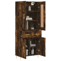 Berkfield Highboard Smoked Oak 69.5X34X180 Cm Engineered Wood - thumbnail 3