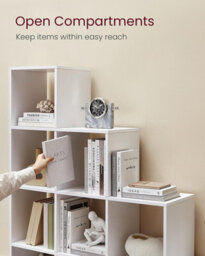 Bookcase Staircase Shelf, 10-Cube Storage Unit, Wooden Display Rack, Free Standing Shelf, Room Divider Step Rack, White, Lbc10Wtv1 - thumbnail 5