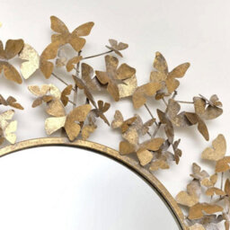 My Square Mile Gold Butterfly Wall Mirror Stressed Antique Vintage Oversize Metal Frame Pre Attached Fixing Hook 53Cm - thumbnail 2