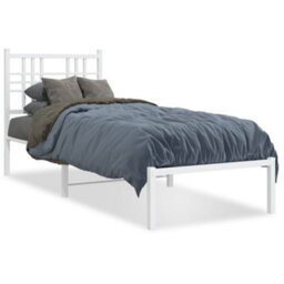 Berkfield Metal Bed Frame Without Mattress With Headboard White 80X200Cm - thumbnail 2