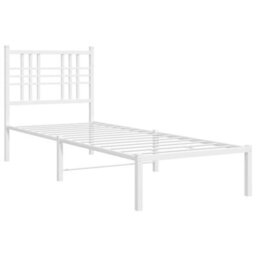 Berkfield Metal Bed Frame Without Mattress With Headboard White 80X200Cm - thumbnail 3