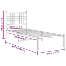 Berkfield Metal Bed Frame Without Mattress With Headboard White 80X200Cm - thumbnail 8
