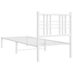 Berkfield Metal Bed Frame Without Mattress With Headboard White 80X200Cm - thumbnail 6