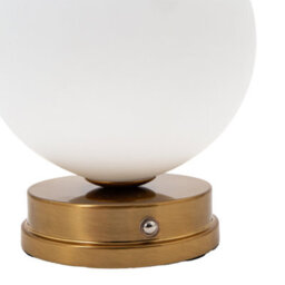 Happy Homewares Modern Gold Rechargeable Touch Dimmable Table Lamp With White Glass Globe Shade - thumbnail 3