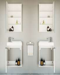 Impact Furniture Wall Hung Bathroom Cabinet Set 400mm Vanity Unit With Basin And Wall Mirror Cabinet White Gloss Small Narrow Furniture Avir - thumbnail 7