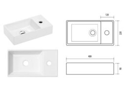 Impact Furniture Wall Hung Bathroom Cabinet Set 400mm Vanity Unit With Basin And Wall Mirror Cabinet White Gloss Small Narrow Furniture Avir - thumbnail 4