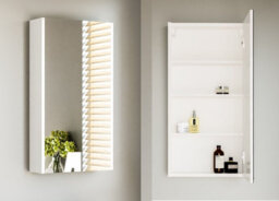 Impact Furniture Wall Hung Bathroom Cabinet Set 400mm Vanity Unit With Basin And Wall Mirror Cabinet White Gloss Small Narrow Furniture Avir - thumbnail 5