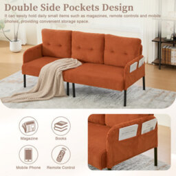 Abrihome Oversized Loveseat, Modern & Plush Double-Seater Sofa,cozy Bedroom Sofa With Metal Legs & Side Pockets,for Living Room,orange - thumbnail 4