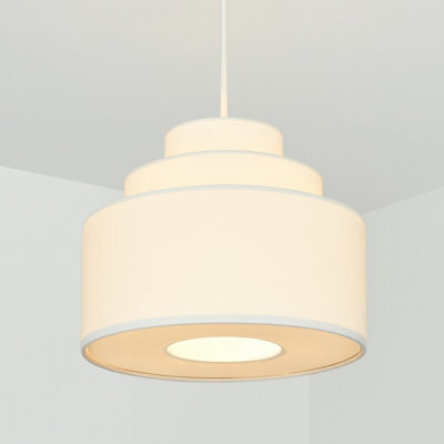 CGC Lighting Cgc Selina Tiered Layered Lampshade White Fabric - image 1