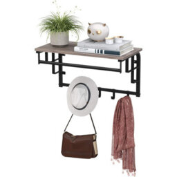 Ledrem Coat Rack Wall-Mounted, Clothes Rail With 5 Removable Coat Hooks, Floating Shelf With Hanging Rail, For Hallway, Bedroom - thumbnail 5