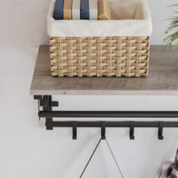 Ledrem Coat Rack Wall-Mounted, Clothes Rail With 5 Removable Coat Hooks, Floating Shelf With Hanging Rail, For Hallway, Bedroom - thumbnail 3