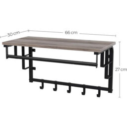Ledrem Coat Rack Wall-Mounted, Clothes Rail With 5 Removable Coat Hooks, Floating Shelf With Hanging Rail, For Hallway, Bedroom - thumbnail 2