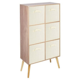 Urbn-Living Urbnliving 91Cm Height 6 Cube Oak Wooden Bookcase With Pine Legs Living Room Cream Shelf Storage Drawers