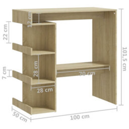 Berkfield Bar Table With Storage Rack Sonoma Oak 100X50X101.5 Cm Engineered Wood - thumbnail 7