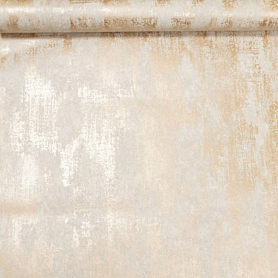 Sophie Laurence Industrial Distressed Concrete Cream Metallic Gold Wallpaper - image 1