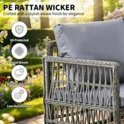 Asownsun 6 Seater Rattan Garden Furniture Set With L-Shaped Sofa & Tempered Glass Table - thumbnail 3