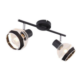 Luminosa Lighting Luminosa Griddy Twin Ceiling Spotlight Matt Black 2X E27 - thumbnail 1