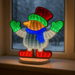 HSD Christmas Snowman 3D Infinity Led Window Light - 111 Leds, Usb Powered, 1M Wire, Indoor Decoration, W19.5Xh23 Cm (Ip20) - thumbnail 2