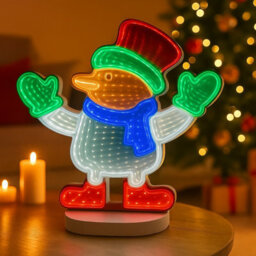 HSD Christmas Snowman 3D Infinity Led Window Light - 111 Leds, Usb Powered, 1M Wire, Indoor Decoration, W19.5Xh23 Cm (Ip20) - thumbnail 3