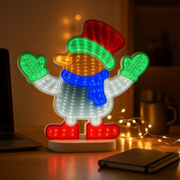 HSD Christmas Snowman 3D Infinity Led Window Light - 111 Leds, Usb Powered, 1M Wire, Indoor Decoration, W19.5Xh23 Cm (Ip20) - thumbnail 4