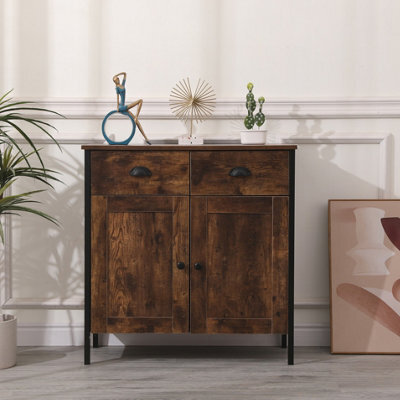 Furniturehmd 2 Doors 2 Drawers Sideboard,buffet Table,cupboard,free Standing Cabinet Organizer, Metal Frame - image 1