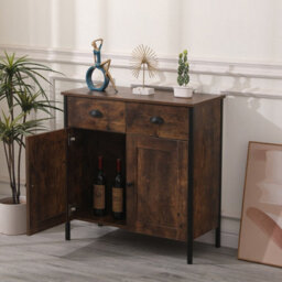 Furniturehmd 2 Doors 2 Drawers Sideboard,buffet Table,cupboard,free Standing Cabinet Organizer, Metal Frame - thumbnail 3