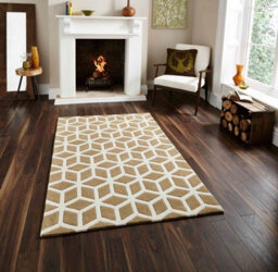 Beige Cream Handmade Geometric Rug For Living Room Dinning Room Utility Room-120Cm X 170Cm (3Ft. 11In. X 5Ft. 6In.) - thumbnail 1