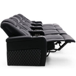 More4Homes Broadway 4 Seater Electric Recliner Cinema Sofa Usb Charging Led Base (Black W White Stitching) - thumbnail 4