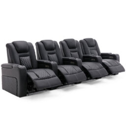More4Homes Broadway 4 Seater Electric Recliner Cinema Sofa Usb Charging Led Base (Black W White Stitching) - thumbnail 3