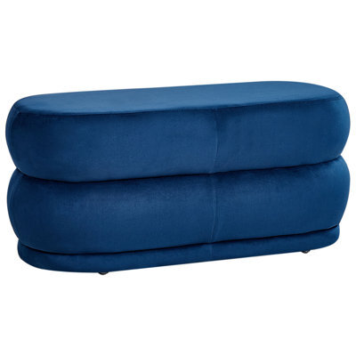Beliani Upholstered Bench Ellendale Velvet Navy Blue - image 1