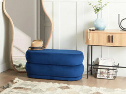 Beliani Upholstered Bench Ellendale Velvet Navy Blue - thumbnail 2