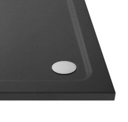 Hudson Reed Pearlstone Rectangular Slimline Textured Grey Slate Effect Shower Tray & Corner Waste, 1000 X 900mm X 40mm - thumbnail 4