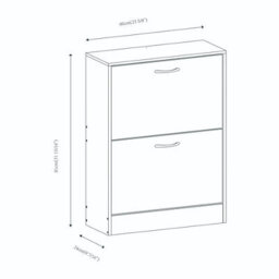 Urbn-Living Urbnliving 2 Drawer White Shoe Cabinet Cupboard Rack Storage Unit Organiser Stand Wooden Holder - thumbnail 6