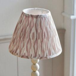 Luminosa Lighting Luminosa Higgledy Gloss Almond White Paint Table Lamp With Neutral Print Fabric Ikat Shade 25Cm E14 - thumbnail 4
