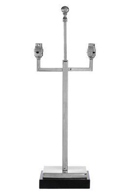 Orsina Modern Nickel Lamp Base With Black Marble Plinth, Contemporary Monochrome Lighting Base - image 1