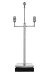Orsina Modern Nickel Lamp Base With Black Marble Plinth, Contemporary Monochrome Lighting Base - thumbnail 1