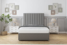 "Sloomy Kansas Pewter Dumfries Divan Bed Base 2 Drawers Same Side With 54"" Floor Standing Headboard 4'6 Double" - thumbnail 2